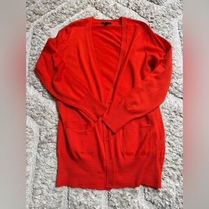 J. Crew Bright Red Long Button Cardigan